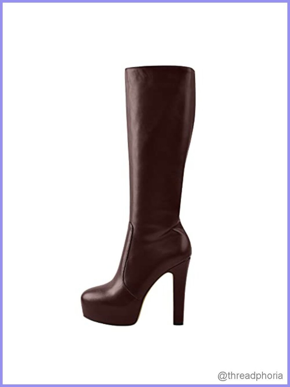 Knee High Chunky Heel Boots with Side Zipper, Vegan-Friendly Synthetic